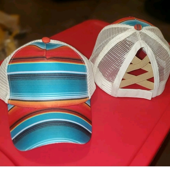 Unlisted Accessories - Serape Print Criss Cross Ponytail Hat
